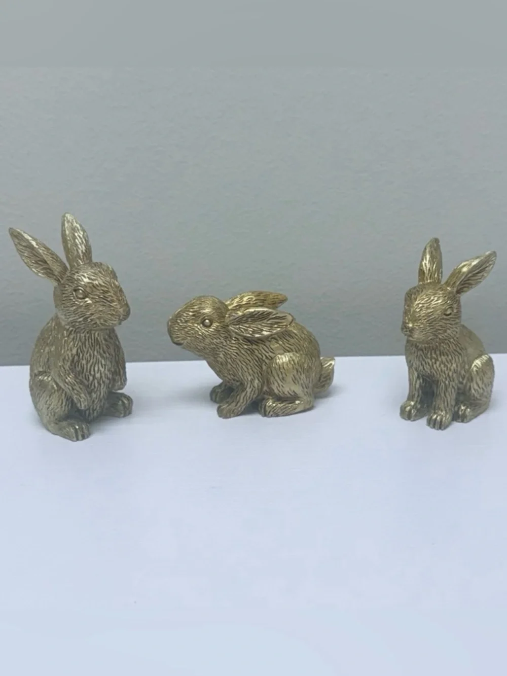 NEW Target Bullseyes Playground Full Set of 3 Small Gold Resin Figural Bunnies